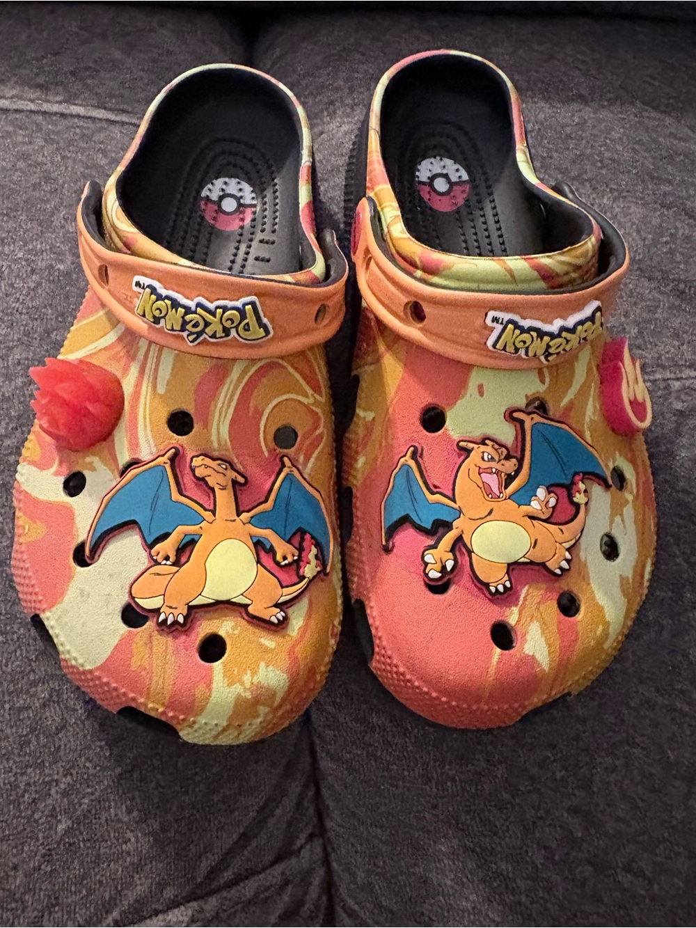CROCS Kids Charizard Clog Sandals in Orange & Yellow